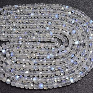 Superb Flashy Rainbow Moonstone Rondelle Beads - Natural Most Beautiful Faceted Rainbow Moonstone Rondelle - Size is 4.5 - 6.5 mm #59