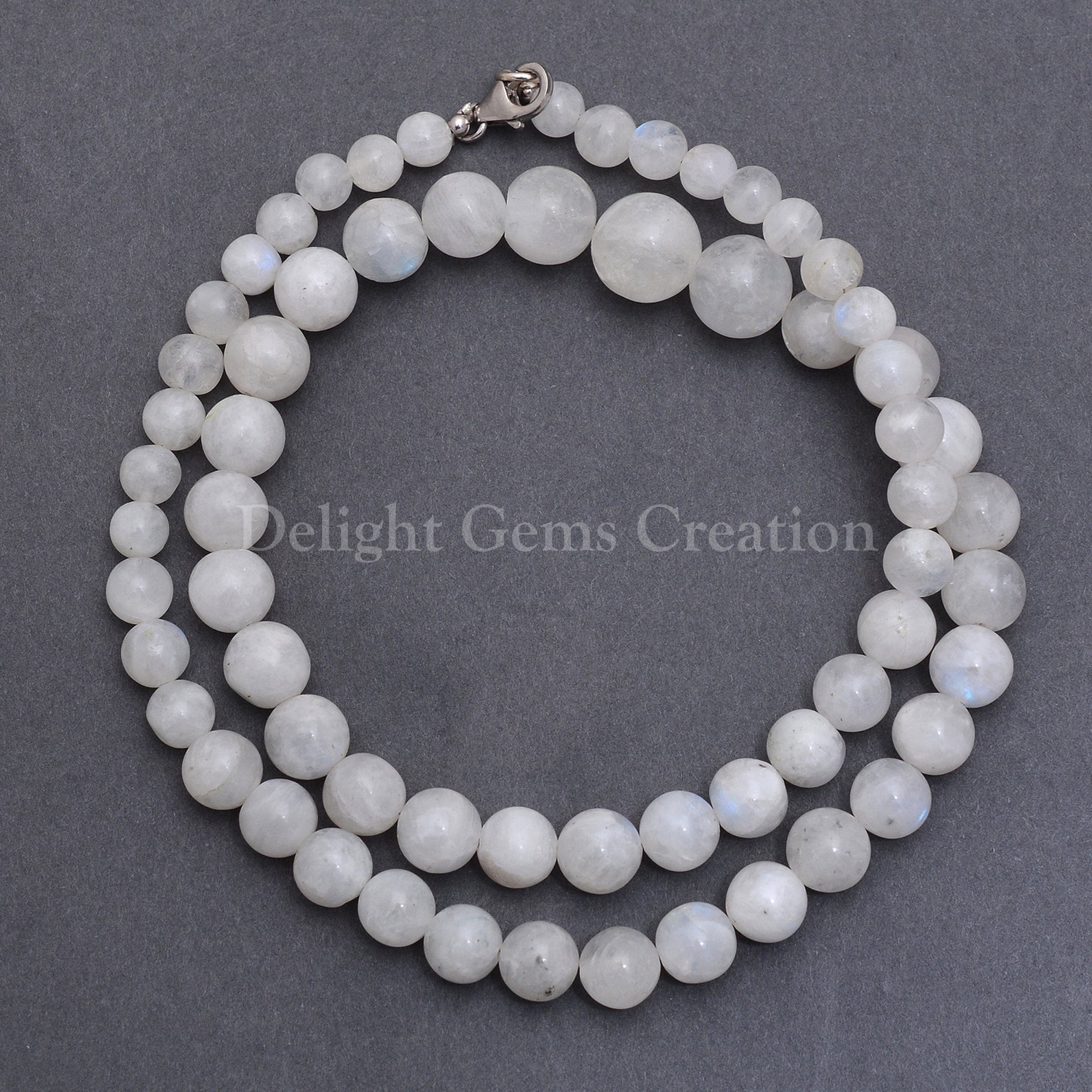 Rainbow Moonstone Beaded Necklace, 6-12mm Smooth Round Gemstone, 20" Layering Necklace Rainbow Moonstone Beaded Necklace, 6-12mm Smooth Round Gemstone, 20" Layering Necklace