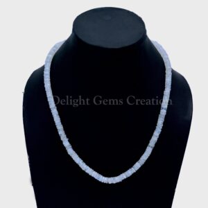 Rainbow Moonstone Beaded Necklace, 6mm Tyre Beads, Blue Flash, 18 inch