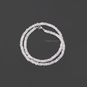Rainbow Moonstone Beaded Necklace, Blue Flash Rondelle Beads