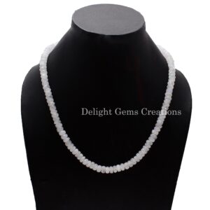 Rainbow Moonstone Beaded Necklace, Blue Flash, 5-5.5mm Rondelle Beads