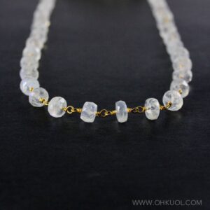 Rainbow Moonstone Beaded Necklace, Boho Jewelry