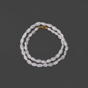 Rainbow Moonstone Beaded Necklace, Handmade Oval Tumble Beads