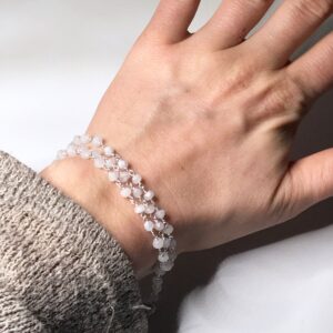 Rainbow Moonstone Beaded Strand 24" - Sterling Silver - Moonstone Jewelry - White Stone Bead Necklace - Birthstone Jewelry
