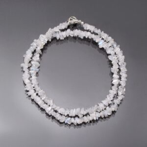 Rainbow Moonstone Chips Necklace, 4mm-5mm Rainbow Moonstone Uncut Chip Beads Necklace, Moonstone Jewelry, White Moonstone Necklace, Gift
