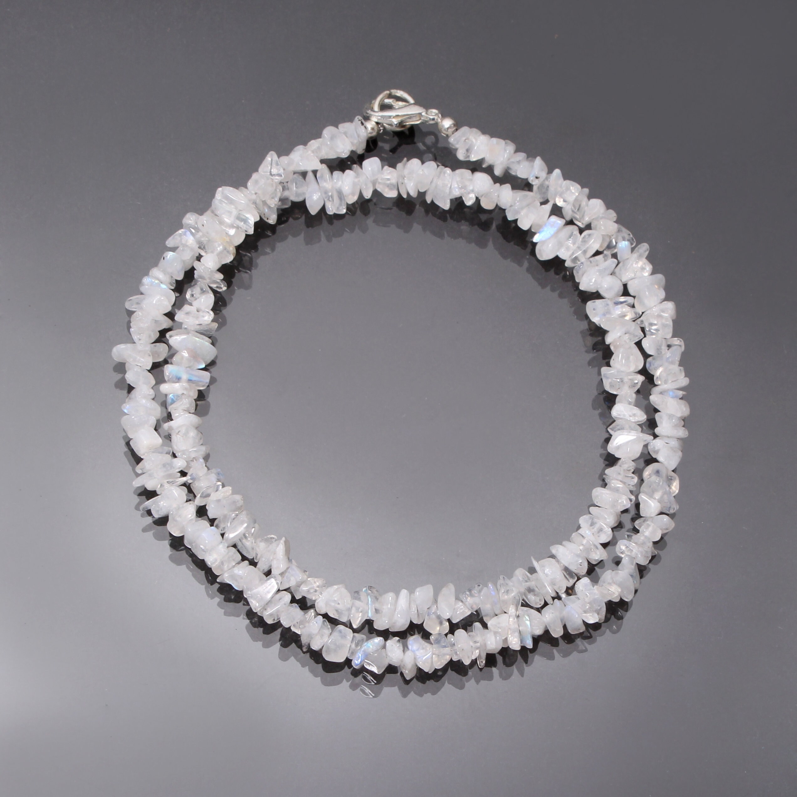 Rainbow Moonstone Chips Necklace, 4mm-5mm Rainbow Moonstone Uncut Chip Beads Necklace, Moonstone Jewelry, White Moonstone Necklace, Gift