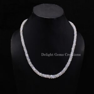 Rainbow Moonstone Faceted Beaded Necklace, 18 Inch