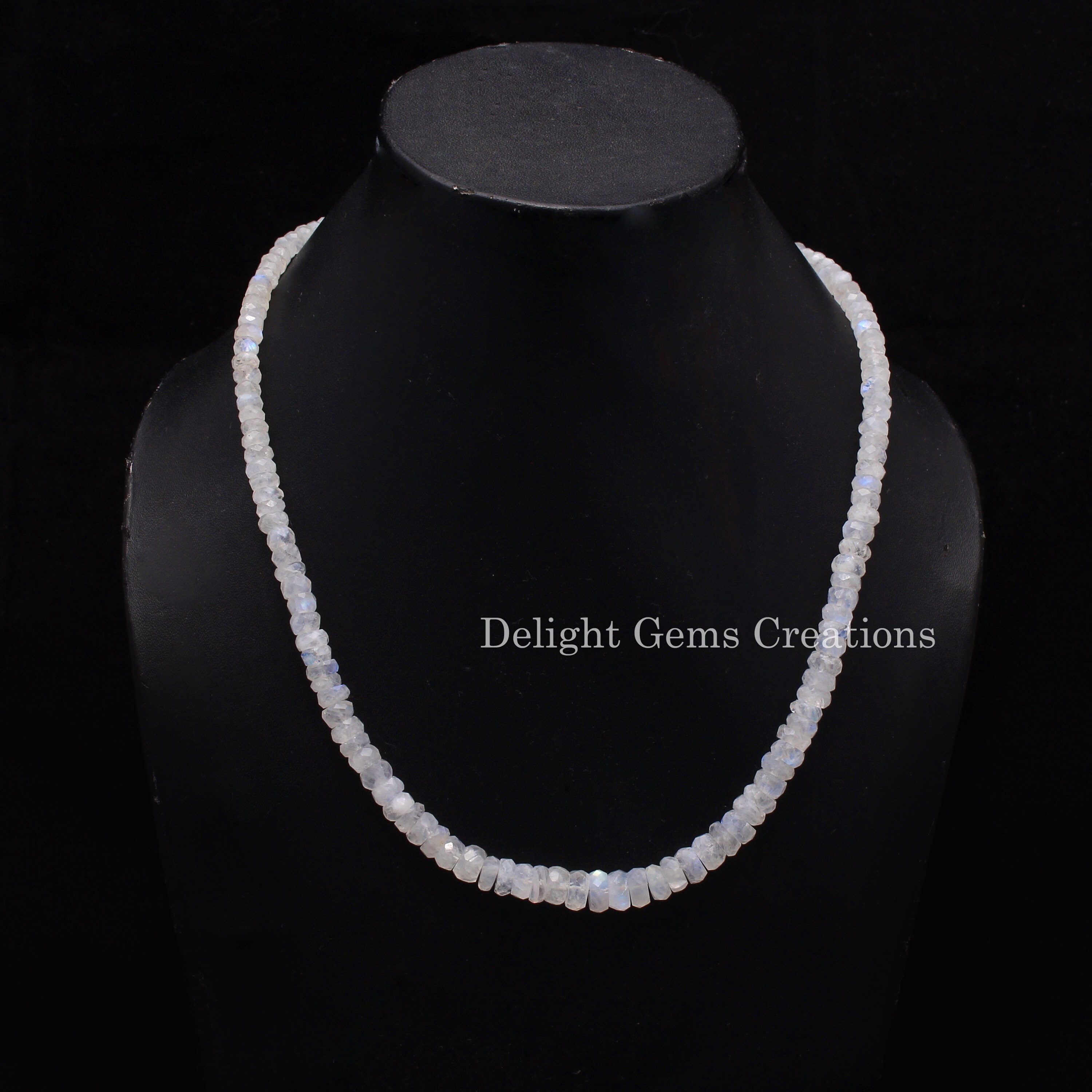 Rainbow Moonstone Faceted Beaded Necklace, 18 Inch