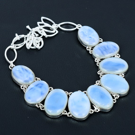 Handmade Rainbow Moonstone Necklace: 925 Sterling Silver, Adjustable Chain
