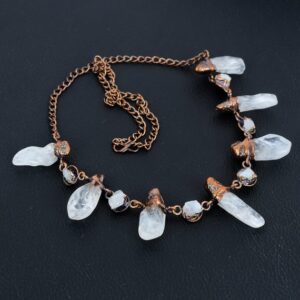 Handmade Rainbow Moonstone Necklace: Electroformed Copper, Adjustable Chain