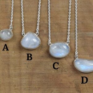 Rainbow Moonstone Necklace: Sterling Silver Handmade Gemstone Jewelry