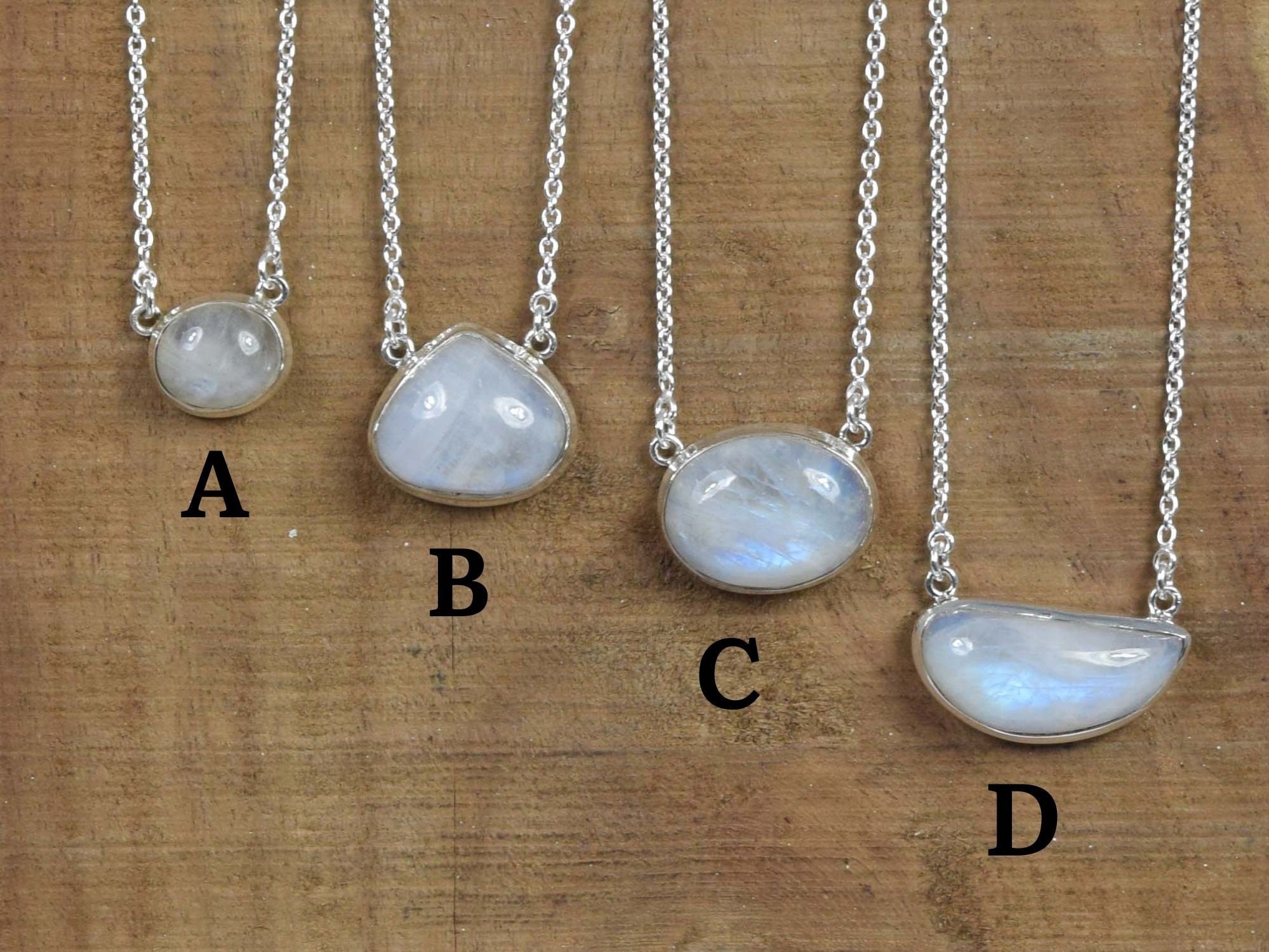 Rainbow Moonstone Necklace: Sterling Silver Handmade Gemstone Jewelry