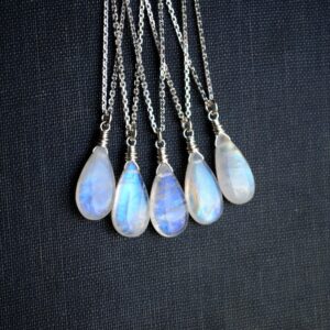 Moonstone Necklace Sterling Silver, Moonstone Jewelry, Rainbow Moonstone Necklace