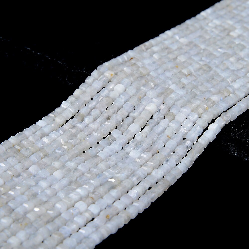 3mm Rainbow Moonstone Gemstone Natural African Grade Aa Micro Faceted Diamond Cut Cube Beads 15 Inch Full Strand (80016846-p68)