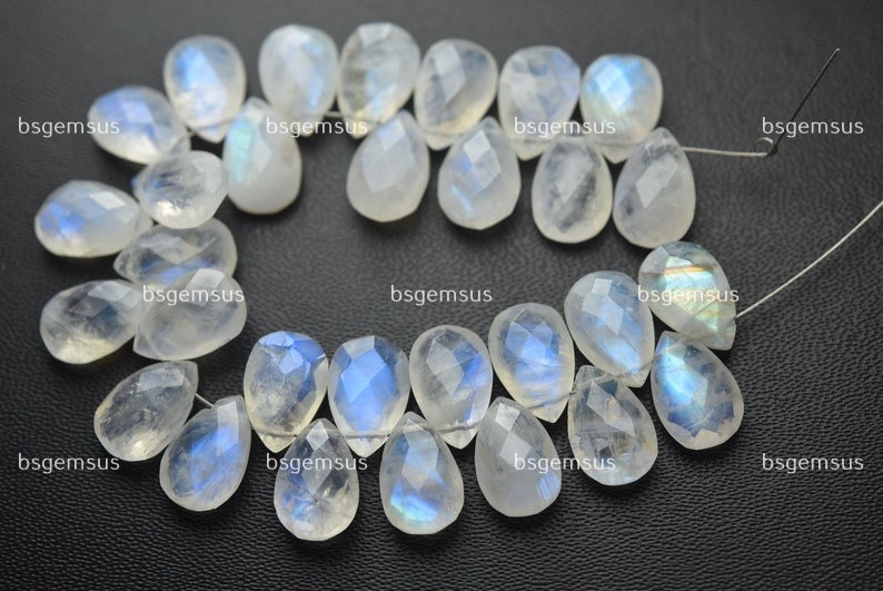 7 Inch Strand,blue Flash Rainbow Moonstone Faceted Pear Shape Briolettes,size 8-10mm Approx