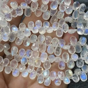7 Inch Strand,Blue Flash Rainbow Moonstone Faceted Pear Shape Briolettes,Size 8-10mm Approx