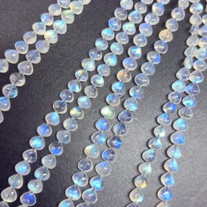 8 Inches Strand,Blue Flash Rainbow Moonstone Smooth Heart Shape Briolettes,Size 5-5.5mm Approx 8 Inches Strand,Blue Flash Rainbow Moonstone Smooth Heart Shape Briolettes,Size 5-5.5mm Approx
