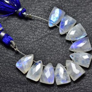 Rainbow Moonstone Arrowhead Beads - 10 Pcs - Natural Faceted Rainbow Moonstone Elongated Triangle Briolette -Size is 8x12 - 8.5x12.5 mm #699