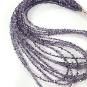 Natural Herkimer Diamond Quartz Purple Coated Beads – Faceted Gemstone Strand (17 Inches)