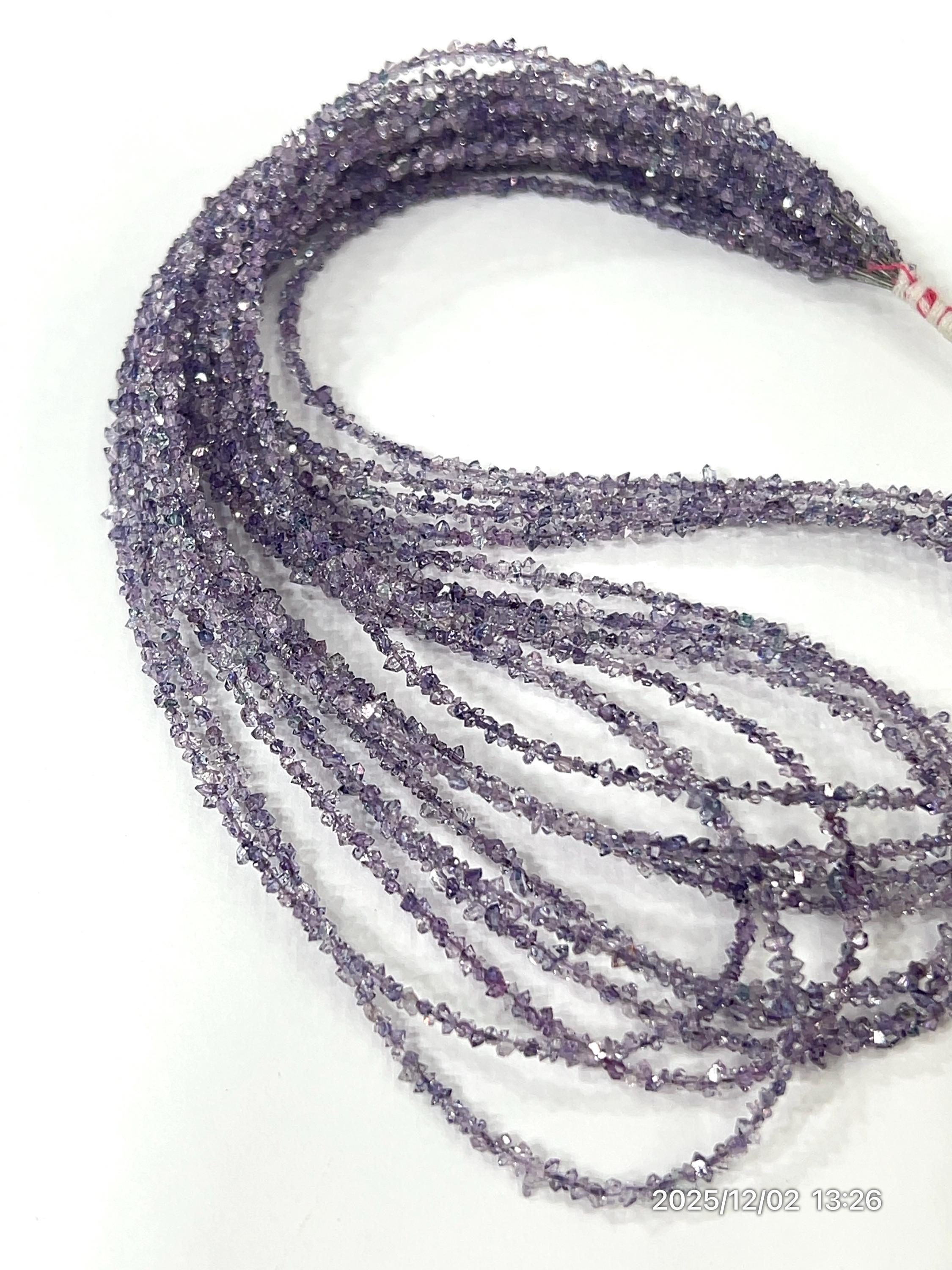 Natural Herkimer Diamond Quartz Purple Coated Beads – Faceted Gemstone Strand (17 Inches)