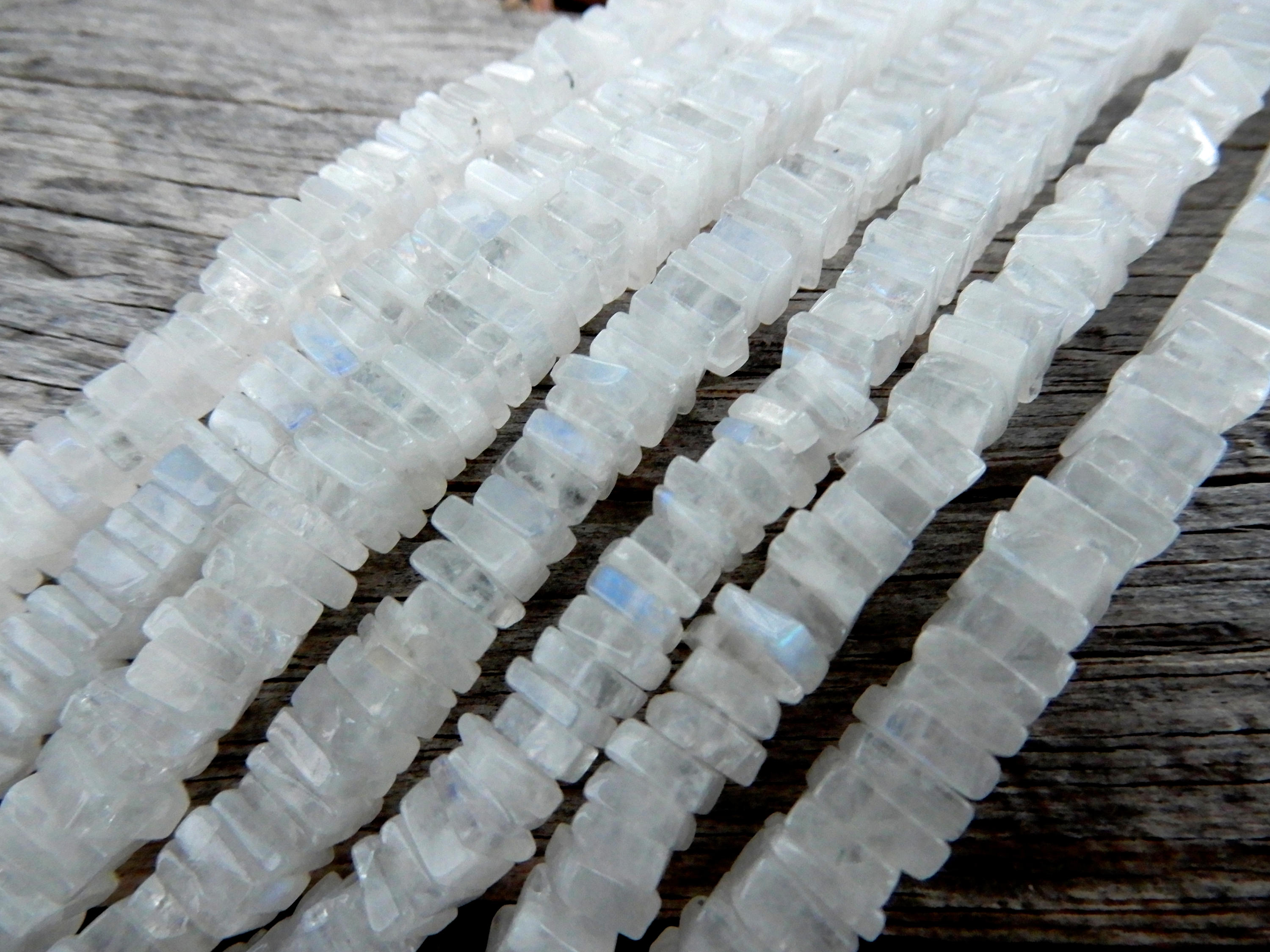 Rainbow Moonstone Beads Square Shaped 8 Inches 5-6mm