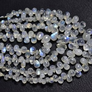 Beautiful Rainbow Moonstone Teardrop Beads - 7 inches - Natural Smooth Rainbow Moonstone Tear drop Briolettes - Size is 4x5mm to 5x9mm #2269