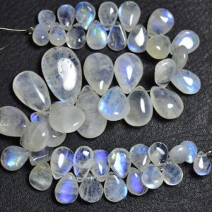 Big Rainbow Moonstone - 7 Inches Natural Beautiful Smooth Blue Flashes Rainbow Moonstone Pear Briolettes - Size Is 7x9- 11x17 Mm #1303 Big Rainbow Moonstone - 7 Inches Natural Beautiful Smooth Blue Flashes Rainbow Moonstone Pear Briolettes - Size Is 7x9- 11x17 Mm #1303