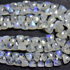 Blue Fire Rainbow Moonstone Fancy Briolette - 7.5 Inches - Faceted Rainbow Moonstone Pyramid Triangle Briolettes - Size Is 7x8-8x11 Mm #1781 Blue Fire Rainbow Moonstone Fancy Briolette - 7.5 Inches - Faceted Rainbow Moonstone Pyramid Triangle Briolettes - Size Is 7x8-8x11 Mm #1781