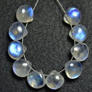 Blue Fire Rainbow Moonstone Heart Beads - 10 Pcs -natural Beautiful Smooth Rainbow Moonstone Tiny Heart Briolettes - Size Is 6.5 - 7 Mm #283 Blue Fire Rainbow Moonstone Heart Beads - 10 Pcs -natural Beautiful Smooth Rainbow Moonstone Tiny Heart Briolettes - Size Is 6.5 - 7 Mm #283