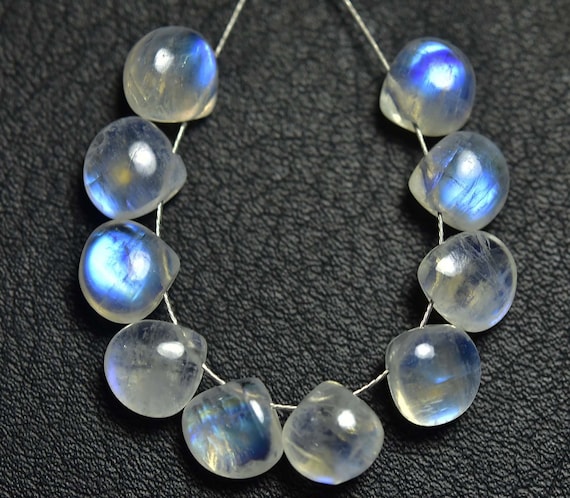 Blue Fire Rainbow Moonstone Heart Beads - 10 Pcs -natural Beautiful Smooth Rainbow Moonstone Tiny Heart Briolettes - Size Is 6.5 - 7 Mm #283 Blue Fire Rainbow Moonstone Heart Beads - 10 Pcs -natural Beautiful Smooth Rainbow Moonstone Tiny Heart Briolettes - Size Is 6.5 - 7 Mm #283