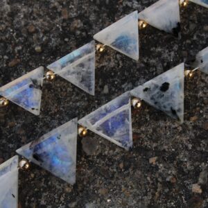 Rainbow Moonstone Gemstone Faceted Briolette Beads | 10-piece Triangle Shape | Size—11-16 Mm | Jewelry Setting [c500]