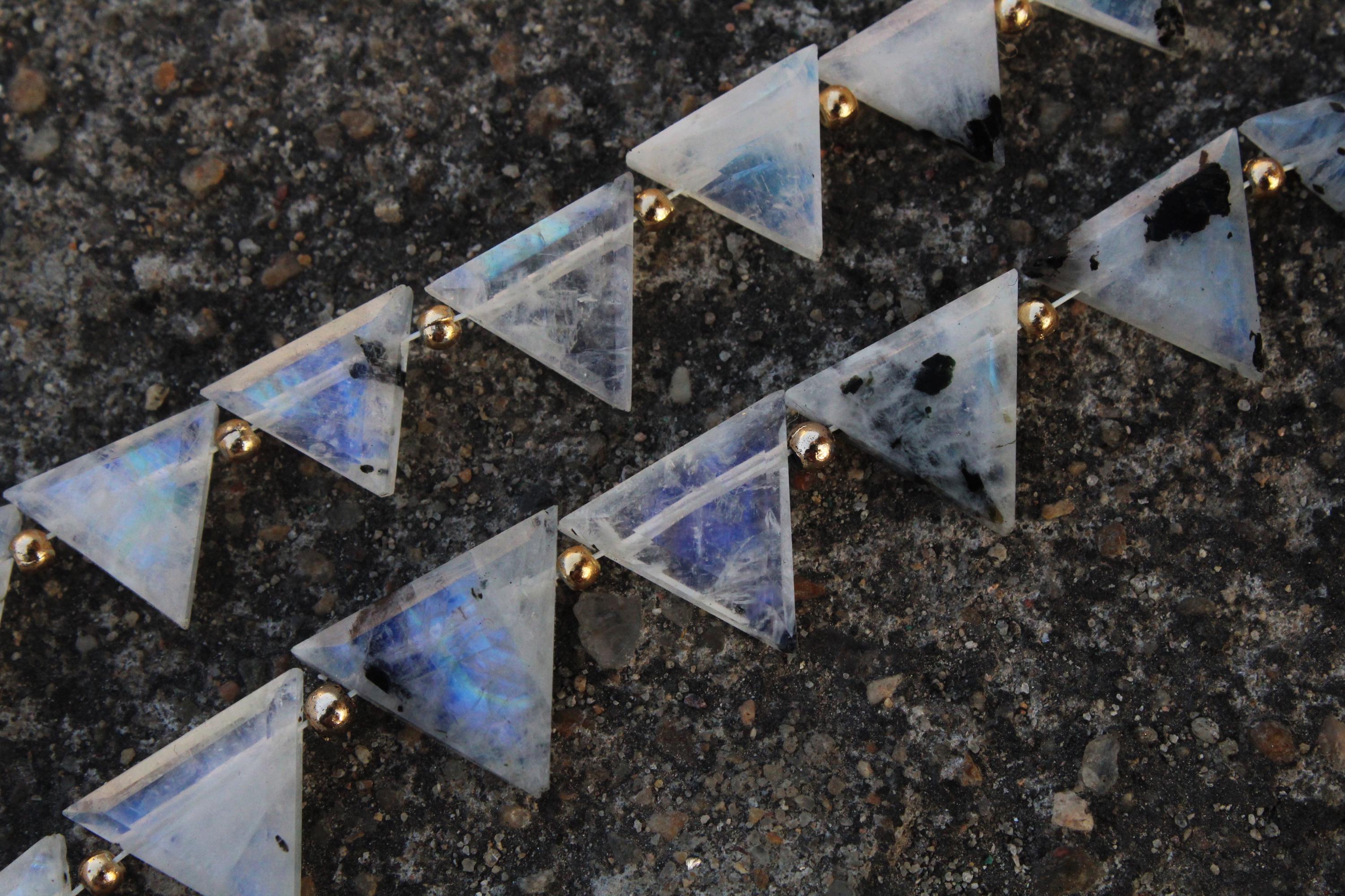 Rainbow Moonstone Gemstone Faceted Briolette Beads | 10-piece Triangle Shape | Size—11-16 Mm | Jewelry Setting [c500]