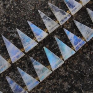 Rainbow Moonstone Gemstone Smooth Briolette Beads | 10-piece Triangle Shape | Size—12-18 Mm | Jewelry Setting [c499]