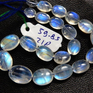 rainbow moonstone gemstone beads oval shape blue fire Size - 5x7 - 9x12MM -59.85Ct- 21Pc