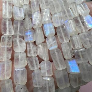 Mesmerising Flashy Natural Rainbow Moonstone Natural Rustic Step Cut Rectangle Beads Handcut / 10-12mm approx / 20cm strand Mesmerising Flashy Natural Rainbow Moonstone Natural Rustic Step Cut Rectangle Beads Handcut / 10-12mm approx / 20cm strand