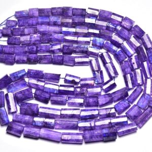 Purple Rainbow Moonstone Tube Beads - 13 Inches - Beautiful Dyed Purple Rainbow Moonstone Faceted Cylinder Shape Stones -size Is 7-11mm #244 Purple Rainbow Moonstone Tube Beads - 13 Inches - Beautiful Dyed Purple Rainbow Moonstone Faceted Cylinder Shape Stones -size Is 7-11mm #244