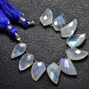 Rainbow Moonstone Tilak Beads - 10 Pcs - Natural Faceted Rainbow Moonstone Fancy Tilak Briolette - Size is 8.5x13 - 8.5x15 mm #599