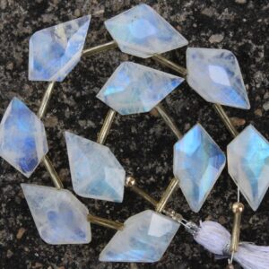 White Rainbow Moonstone Flashy Fire Gemstone | Sparrow Shape Fancy Briolette Beads I 10 Pieces Matched Pairs Size - 13x22 Mm I Sale [r3]