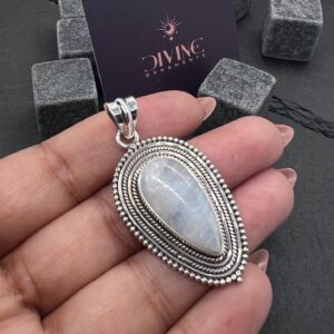 Rainbow Moonstone 925 Silver Pendant: Party Wear Gemstone Pendant