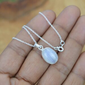 Rainbow Moonstone 925 Sterling Silver Gemstone Jewelry Pendant w/ or w/o chain