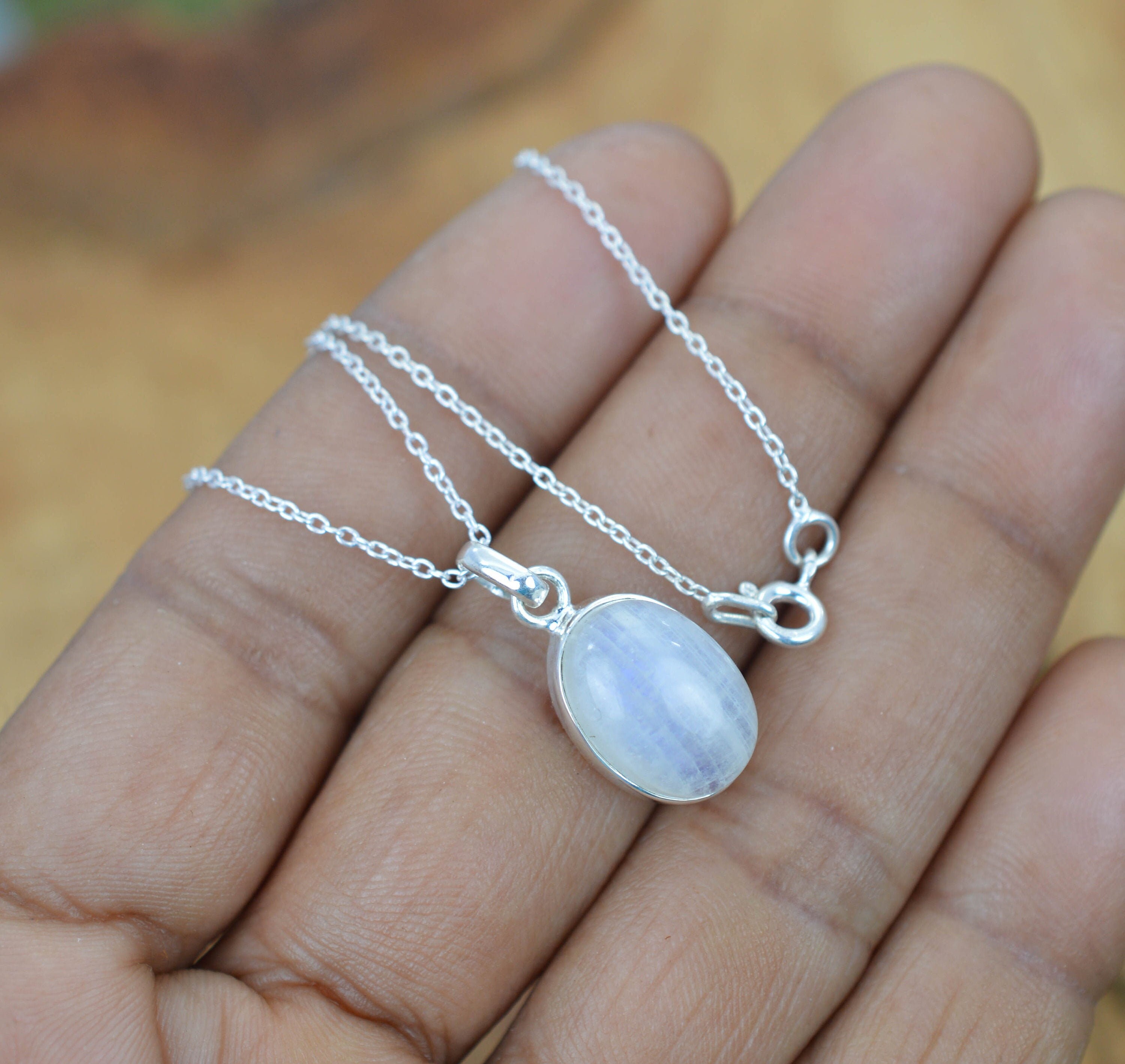 Rainbow Moonstone 925 Sterling Silver Gemstone Jewelry Pendant W/ Or W/o Chain