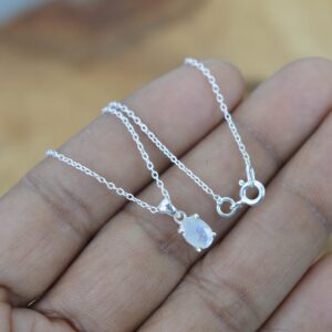 Faceted Rainbow Moonstone Pendant: 925 Sterling Silver Jewelry