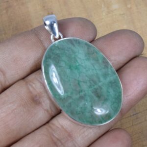 Green Rainbow Moonstone 925 Sterling Silver Oval Pendant