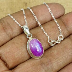 Handmade Pink Rainbow Moonstone Pendant: Oval Sterling Silver Jewelry