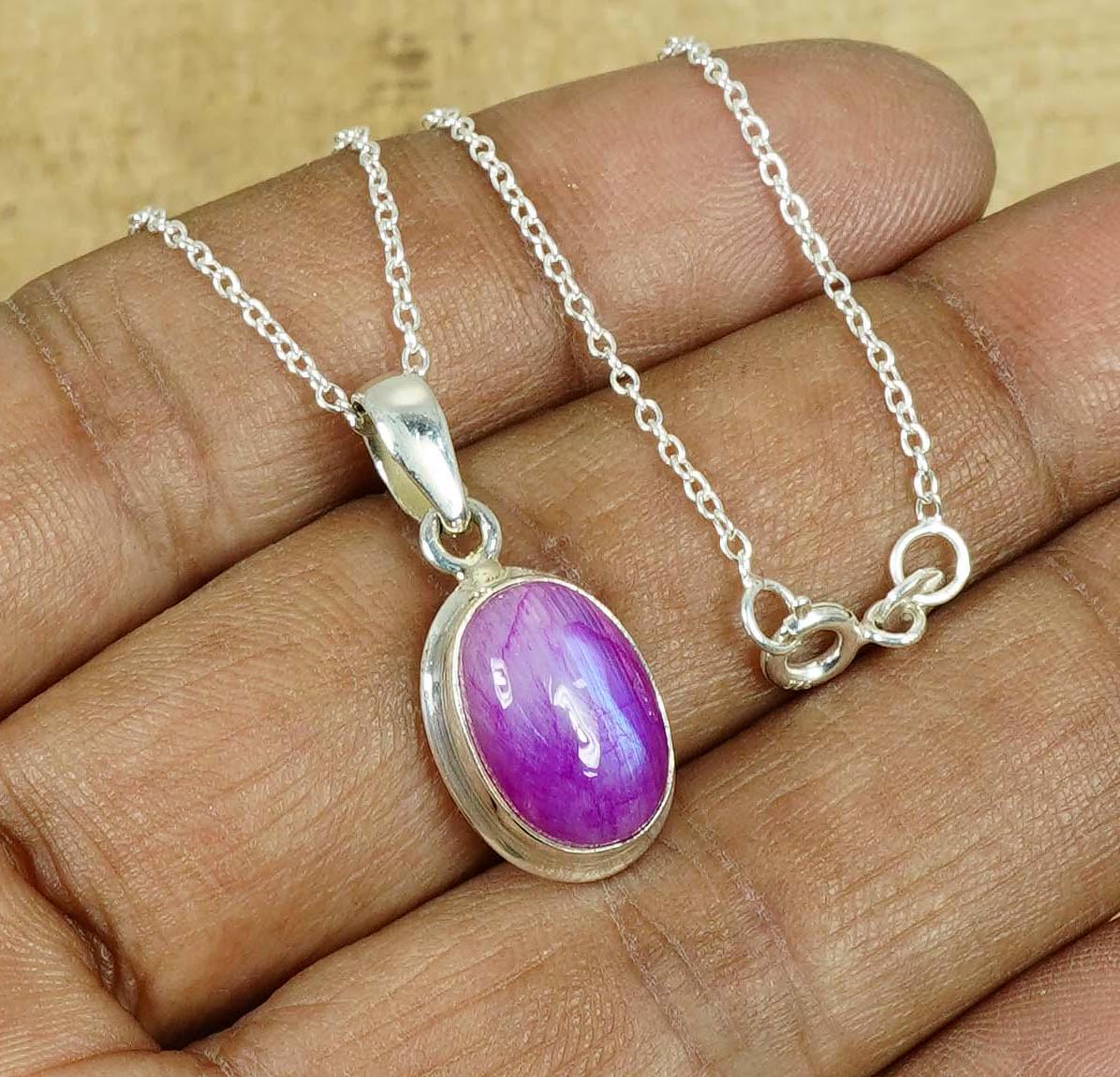 Handmade Pink Rainbow Moonstone Pendant: Oval Sterling Silver Jewelry