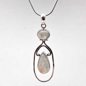 Moonstone Pendant Necklace // 925 Sterling Silver // Rainbow Moonstone Pendant // Blue Moonstone Pendant // Silver Moonstone Pendant