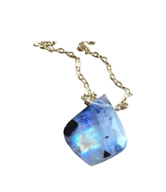 Rainbow Moonstone Pendant Necklace: Gold Filled Or Sterling Silver