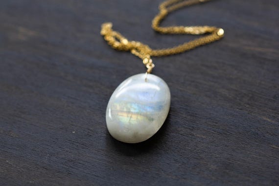 Rainbow Moonstone Pendant Necklace On Sterling Silver, Gold Filled Or Rose Gold Filled Chain