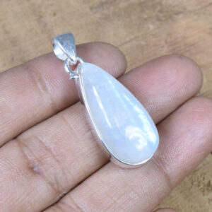 Rainbow Moonstone Pear Pendant: 925 Sterling Silver, June Birthstone