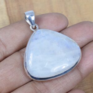 Pear Rainbow Moonstone Pendant: 925 Sterling Silver, June Birthstone